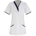 White- Navy - Front - Premier Womens-Ladies Daisy Healthcare Work Tunic