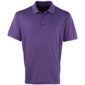 Purple - Front - Premier Mens Coolchecker Pique Short Sleeve Polo T-Shirt