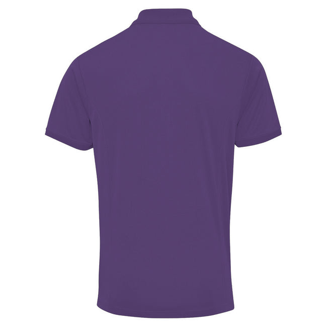 Purple - Back - Premier Mens Coolchecker Pique Short-Sleeved Polo Shirt