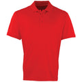 Red - Front - Premier Mens Coolchecker Pique Short Sleeve Polo T-Shirt