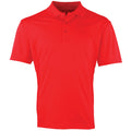 Strawberry Red - Front - Premier Mens Coolchecker Pique Short Sleeve Polo T-Shirt