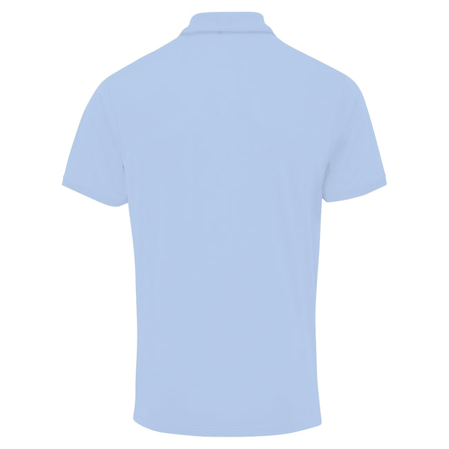 Light Blue - Back - Premier Mens Coolchecker Pique Short-Sleeved Polo Shirt