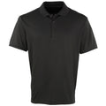 Black - Front - Premier Mens Coolchecker Pique Short Sleeve Polo T-Shirt