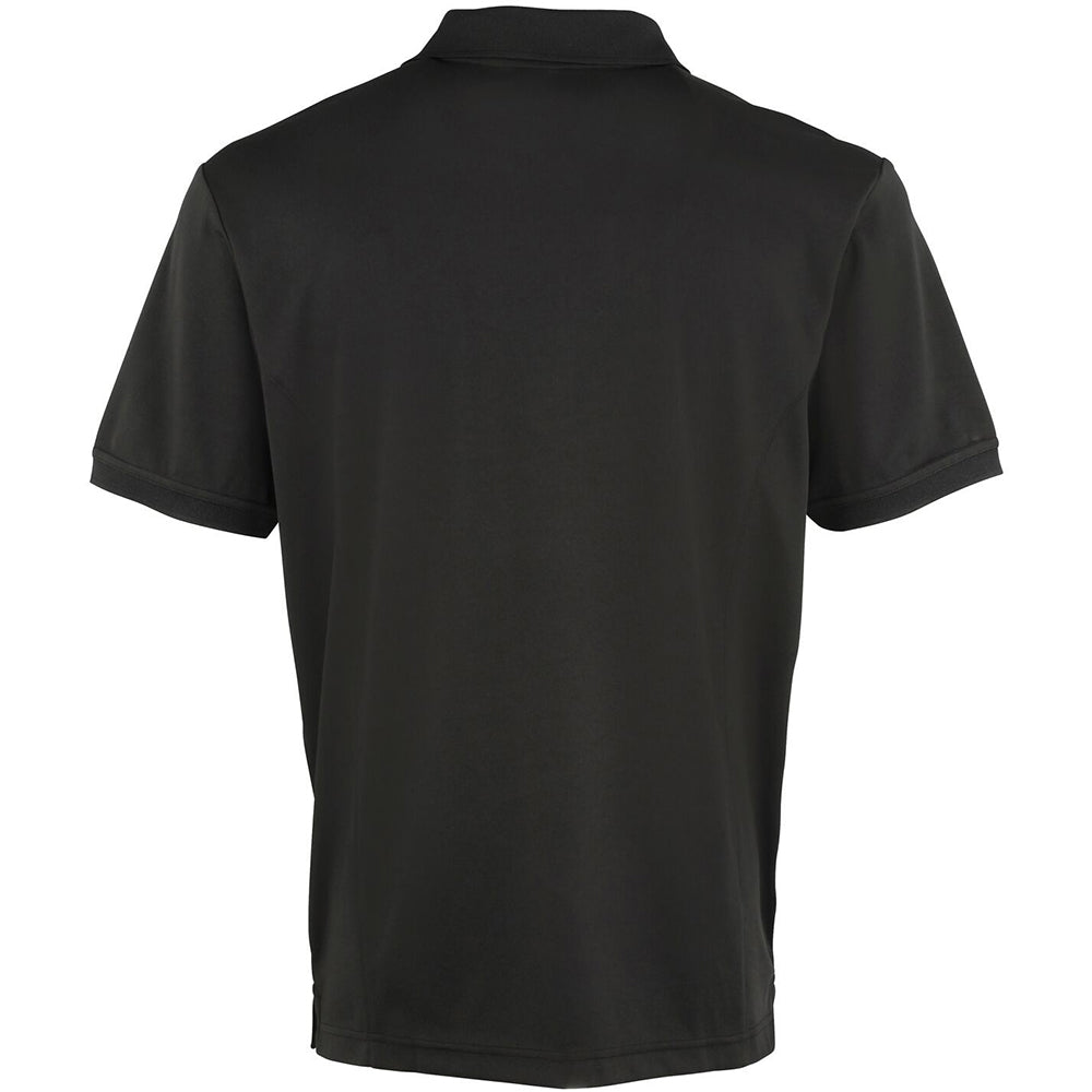 Black - Back - Premier Mens Coolchecker Pique Short-Sleeved Polo Shirt