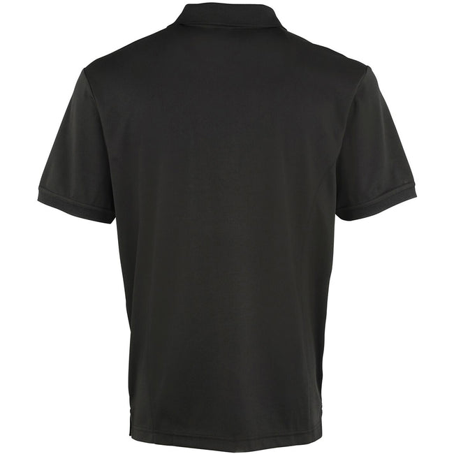 Black - Back - Premier Mens Coolchecker Pique Short-Sleeved Polo Shirt
