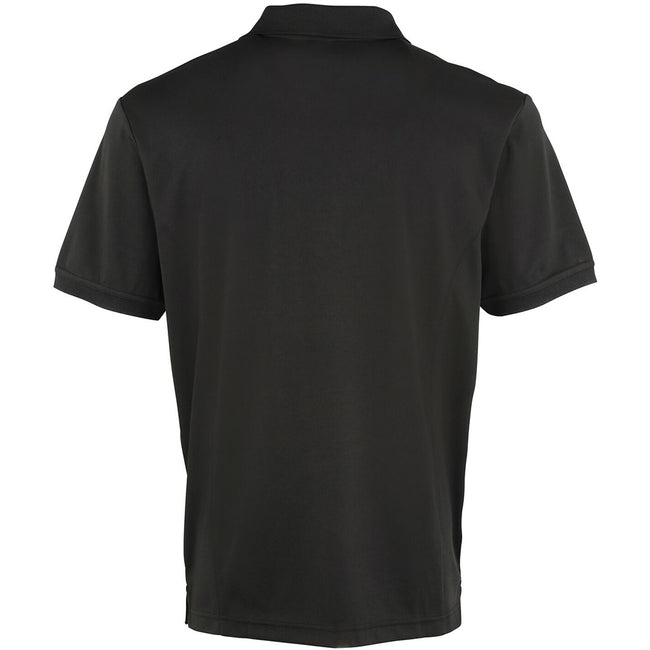 Black - Back - Premier Mens Coolchecker Pique Short Sleeve Polo T-Shirt
