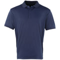 Navy - Front - Premier Mens Coolchecker Pique Short Sleeve Polo T-Shirt