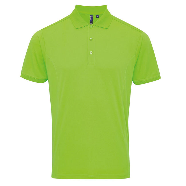 Neon Green - Front - Premier Mens Coolchecker Pique Short Sleeve Polo T-Shirt