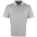Silver - Front - Premier Mens Coolchecker Pique Short Sleeve Polo T-Shirt