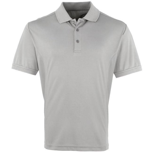 Silver - Front - Premier Mens Coolchecker Pique Short-Sleeved Polo Shirt