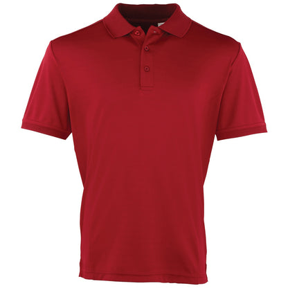 Burgundy - Front - Premier Mens Coolchecker Pique Short-Sleeved Polo Shirt