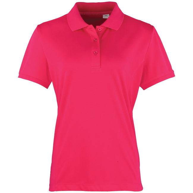 Hot Pink - Front - Premier Womens-Ladies Coolchecker Short Sleeve Pique Polo T-Shirt