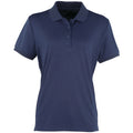 Navy - Front - Premier Womens-Ladies Coolchecker Short Sleeve Pique Polo T-Shirt