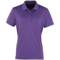 Purple - Front - Premier Womens-Ladies Coolchecker Short Sleeve Pique Polo T-Shirt