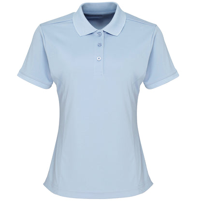 Light Blue - Front - Premier Womens-Ladies Coolchecker Short Sleeve Pique Polo T-Shirt