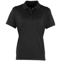 Black - Front - Premier Womens-Ladies Coolchecker Short Sleeve Pique Polo T-Shirt