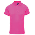 Neon Pink - Front - Premier Womens-Ladies Coolchecker Short Sleeve Pique Polo T-Shirt