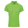 Neon Green - Front - Premier Womens-Ladies Coolchecker Short Sleeve Pique Polo T-Shirt