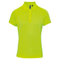 Neon Yellow - Front - Premier Womens-Ladies Coolchecker Short Sleeve Pique Polo T-Shirt