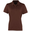 Brown - Front - Premier Womens-Ladies Coolchecker Short Sleeve Pique Polo T-Shirt