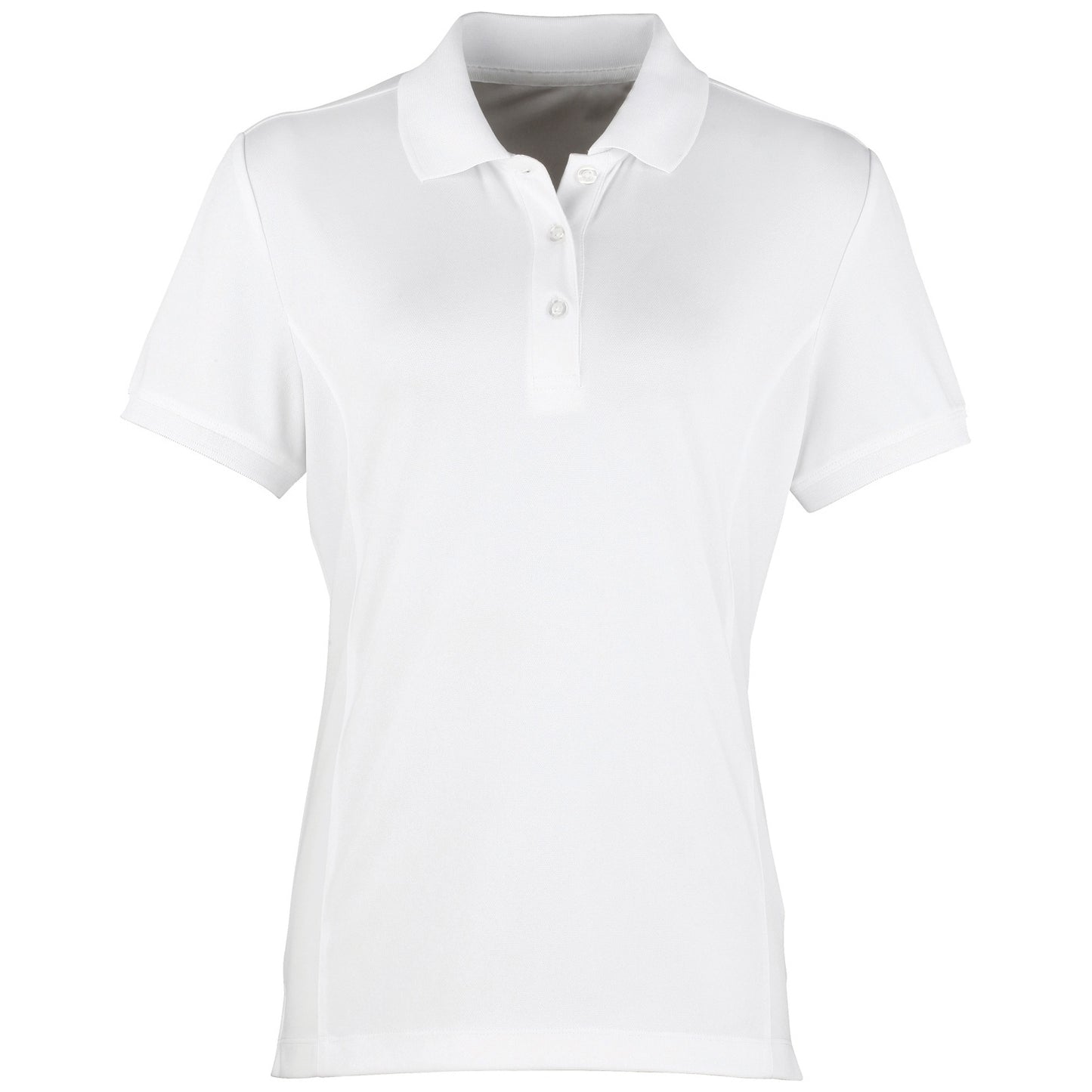 White - Front - Premier Womens-Ladies Coolchecker Short Sleeve Pique Polo T-Shirt