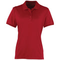 Burgundy - Front - Premier Womens-Ladies Coolchecker Short Sleeve Pique Polo T-Shirt