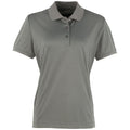 Dark Grey - Front - Premier Womens-Ladies Coolchecker Short Sleeve Pique Polo T-Shirt