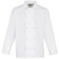 White - Front - Premier Studded Front Long Sleeve Chefs Jacket - Chefswear
