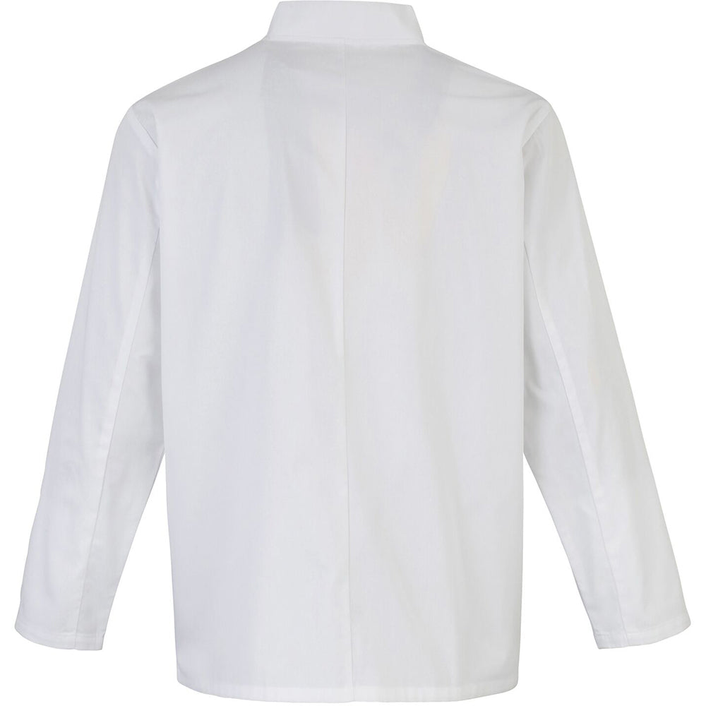 White - Back - Premier Studded Front Long Sleeve Chefs Jacket - Chefswear