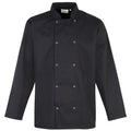Black - Front - Premier Studded Front Long Sleeve Chefs Jacket - Chefswear