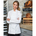 White - Back - Premier Womens-Ladies Long Sleeve Chefs Jacket - Chefswear