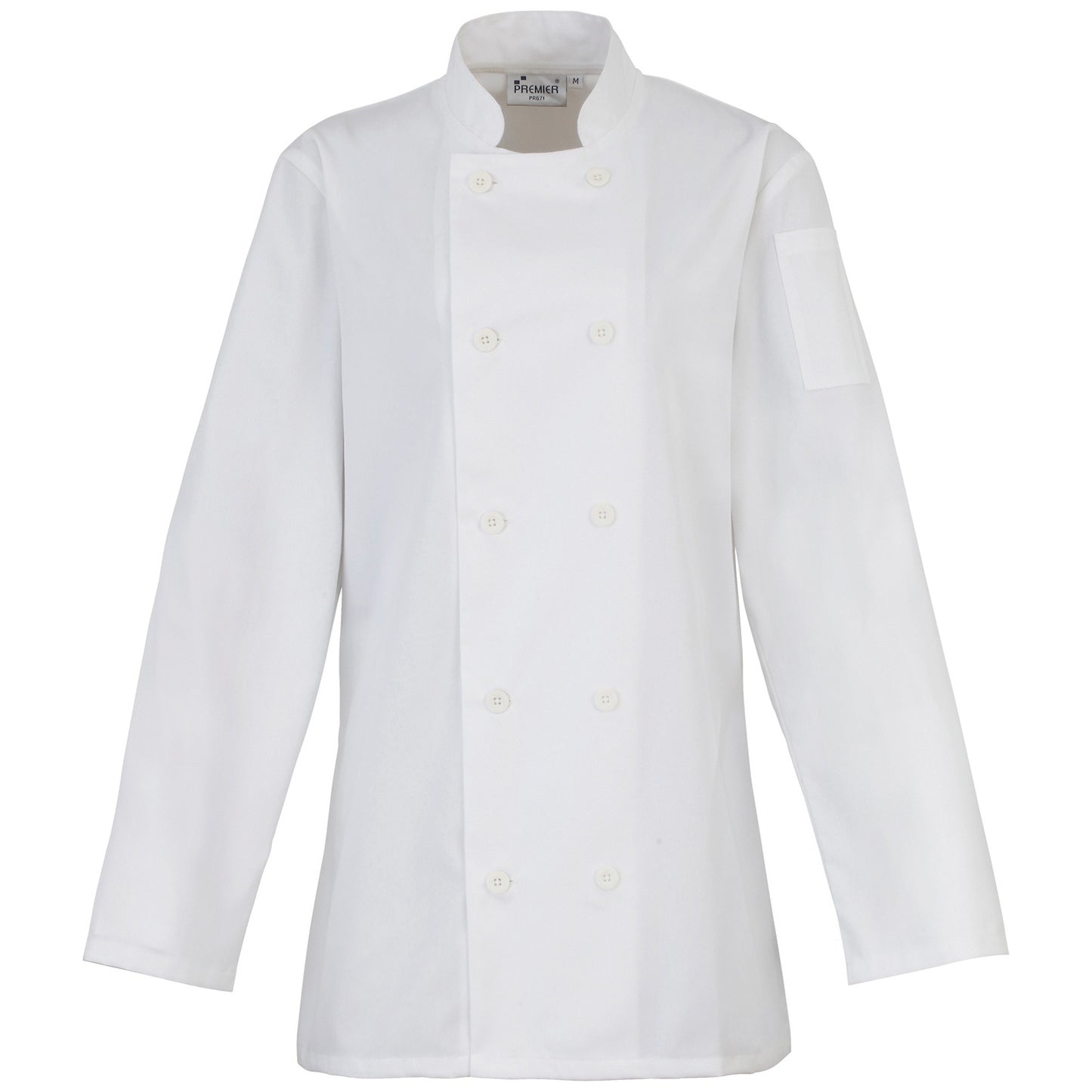 White - Front - Premier Womens-Ladies Long Sleeve Chefs Jacket - Chefswear