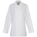 White - Front - Premier Womens-Ladies Long Sleeve Chefs Jacket - Chefswear