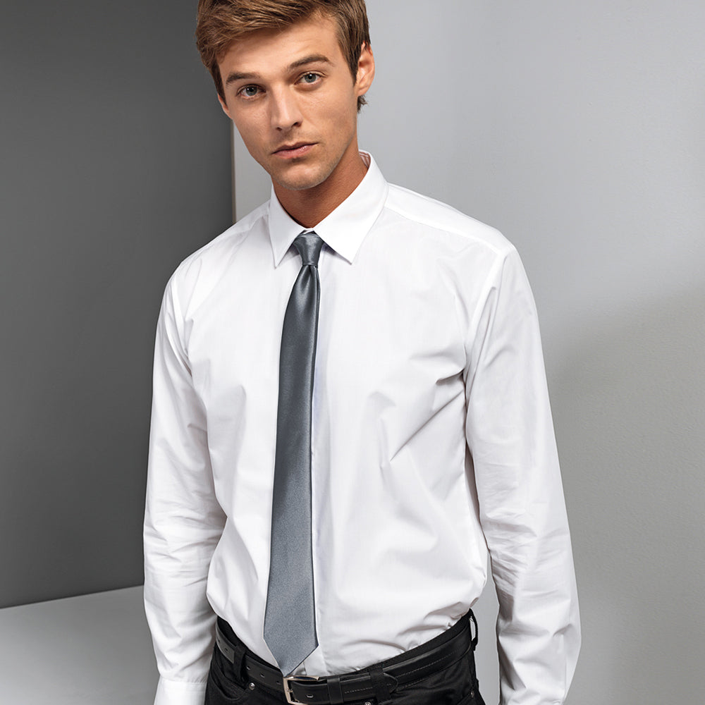 Steel - Back - Premier Colours Mens Satin Clip Tie