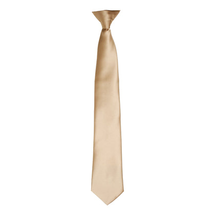 Khaki - Front - Premier Colours Mens Satin Clip Tie