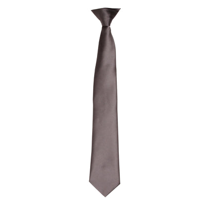 Dark Grey - Front - Premier Colours Mens Satin Clip Tie