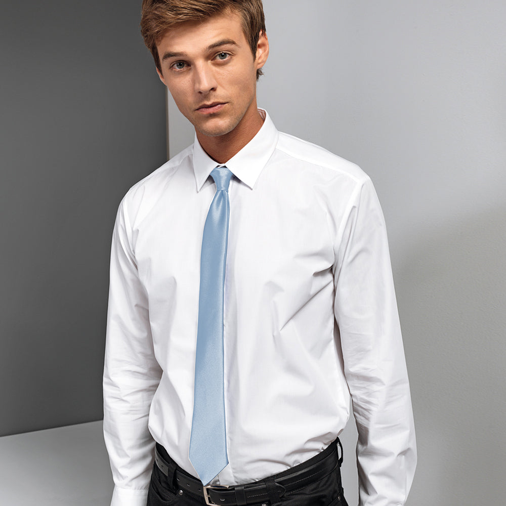 Light Blue - Back - Premier Colours Mens Satin Clip Tie