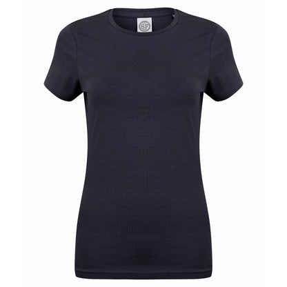Navy - Front - Skinni Fit Womens-Ladies Feel Good Stretch Short Sleeve T-Shirt