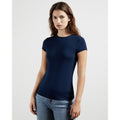 Navy - Side - Skinni Fit Womens-Ladies Feel Good Stretch Short Sleeve T-Shirt