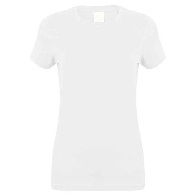 White - Front - Skinni Fit Womens-Ladies Feel Good Stretch Short Sleeve T-Shirt