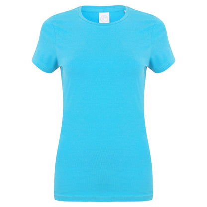 Surf Blue - Front - Skinni Fit Womens-Ladies Feel Good Stretch Short Sleeve T-Shirt
