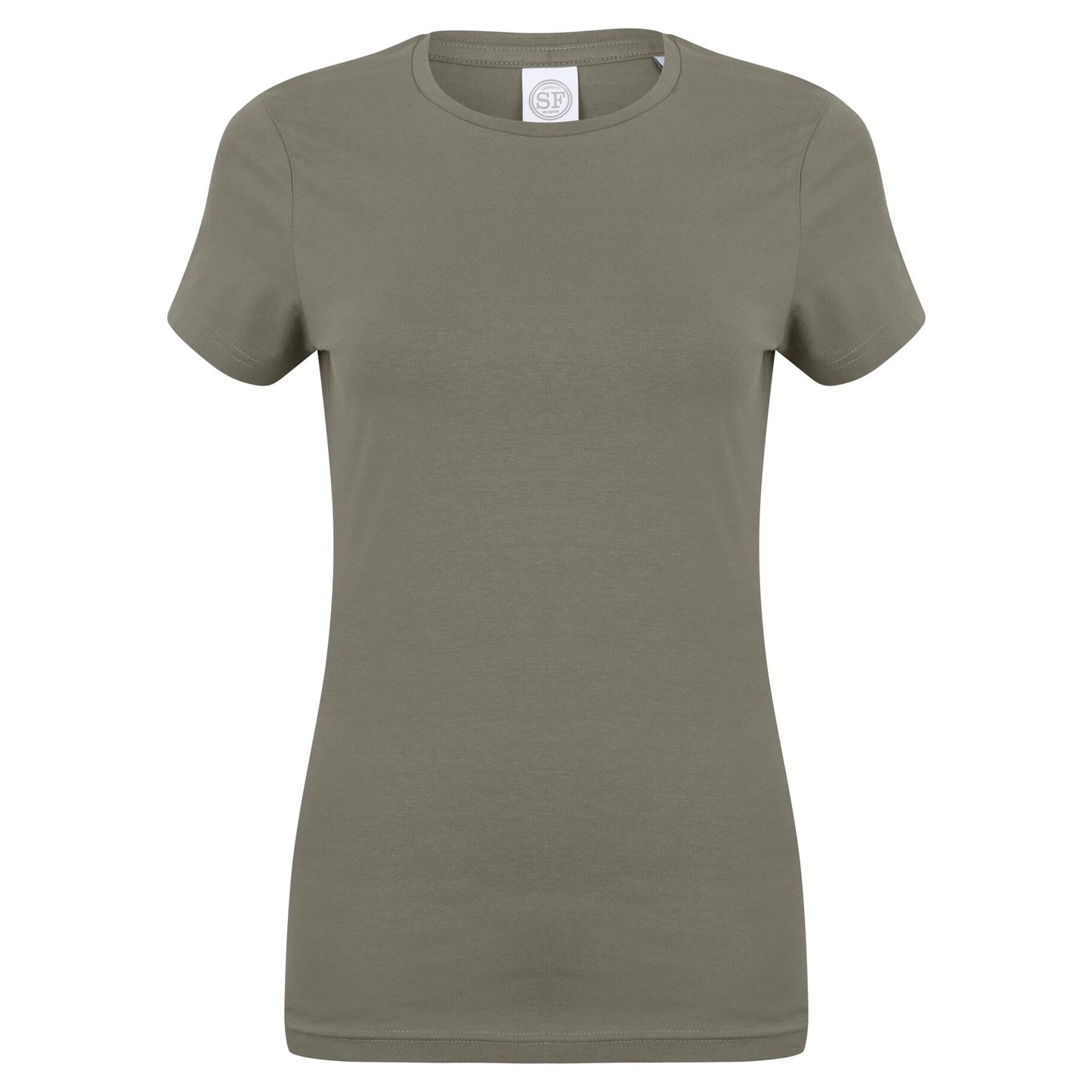Khaki - Front - Skinni Fit Womens-Ladies Feel Good Stretch Short Sleeve T-Shirt