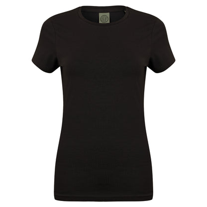 Black - Front - Skinni Fit Womens-Ladies Feel Good Stretch Short Sleeve T-Shirt