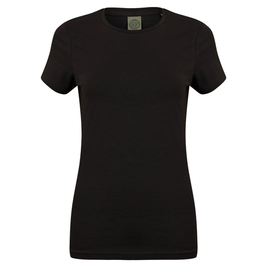 Black - Front - Skinni Fit Womens-Ladies Feel Good Stretch Short Sleeve T-Shirt