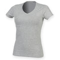 Heather Grey - Side - Skinni Fit Womens-Ladies Feel Good Stretch V-Neck Short Sleeve T-Shirt