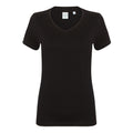 Black - Front - Skinni Fit Womens-Ladies Feel Good Stretch V-Neck Short Sleeve T-Shirt