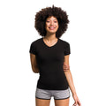 Black - Back - Skinni Fit Womens-Ladies Feel Good Stretch V-Neck Short Sleeve T-Shirt