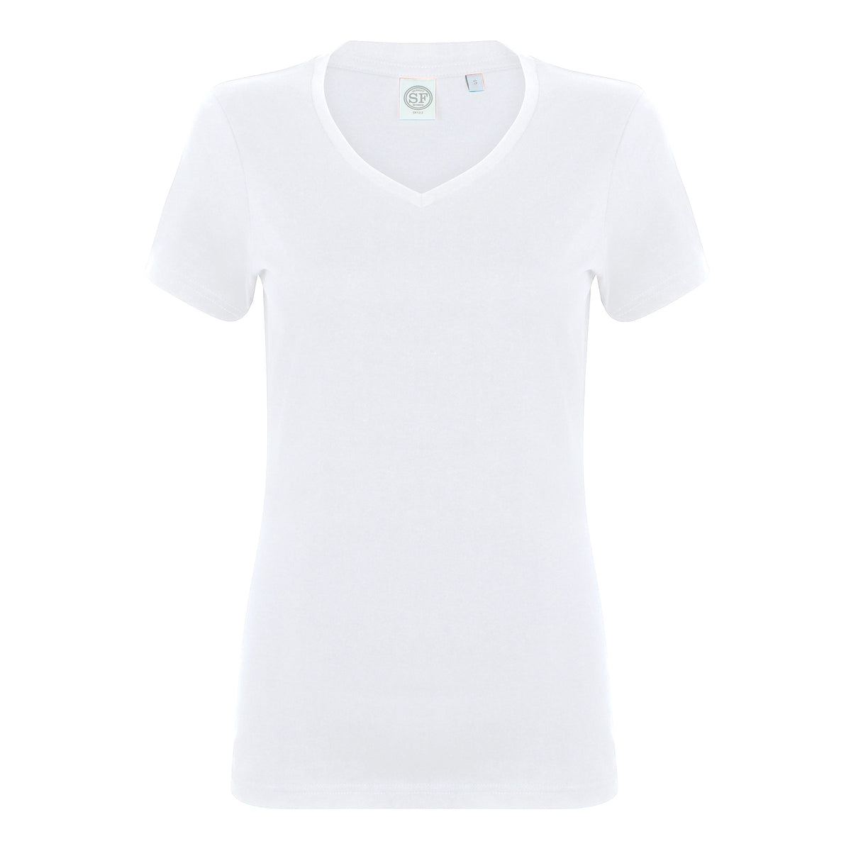 White - Front - Skinni Fit Womens-Ladies Feel Good Stretch V-Neck Short Sleeve T-Shirt