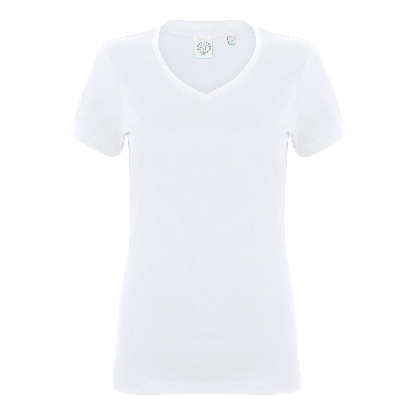 White - Front - Skinni Fit Womens-Ladies Feel Good Stretch V-Neck Short Sleeve T-Shirt