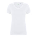 White - Front - Skinni Fit Womens-Ladies Feel Good Stretch V-Neck Short Sleeve T-Shirt
